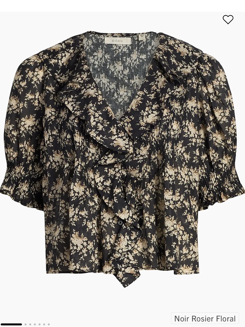 Doen Henri Top in Noir Rosier Floral - Size Large NWT